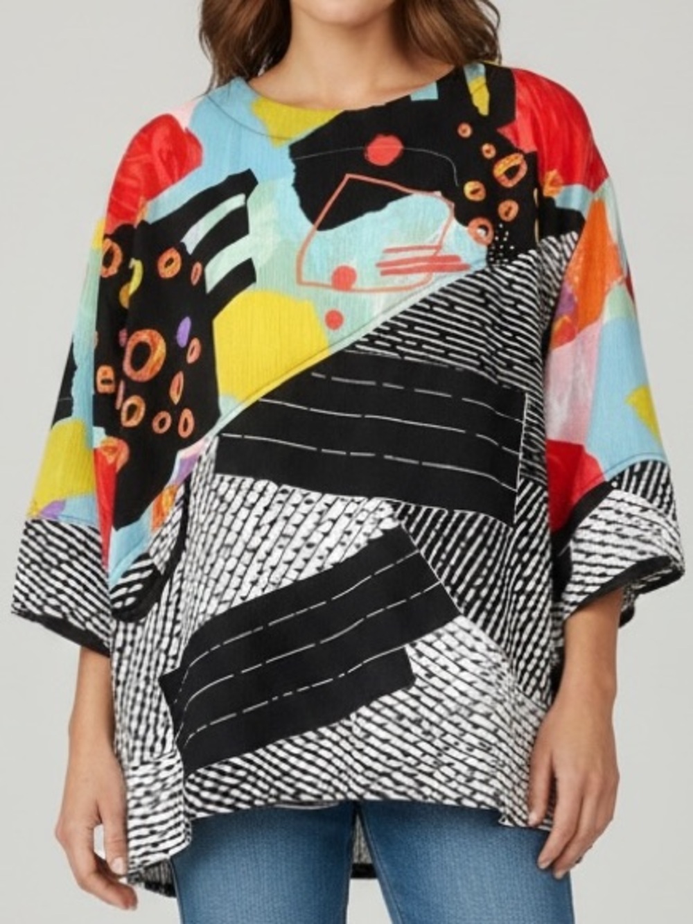 Moonlight Y & S Fashion Design Mix Media Tunic Abstract Colorblock Oversized Art